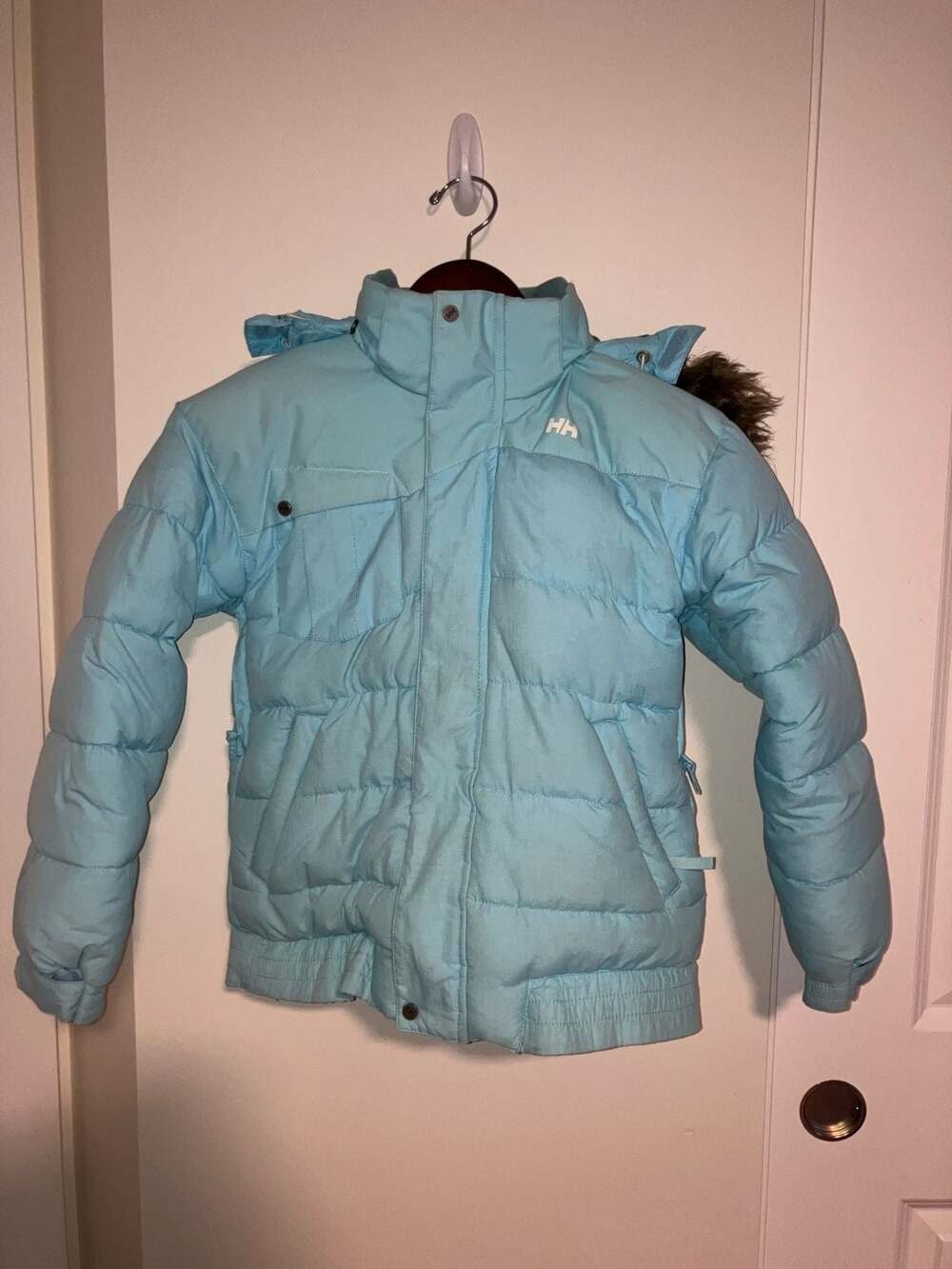 Helly Hansen Youth Puffer Jacket with Faux Fur Hood